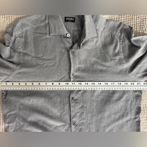 EUC 💎 ZEGNA Cashco Premium Cotton-Cashmere Shirt Gray Long Sleeve Luxury M - Picture 8 of 11